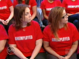 Illustration for article titled Tyra Audience Forced To Wear "Unemployed" T-Shirts During Holiday Show